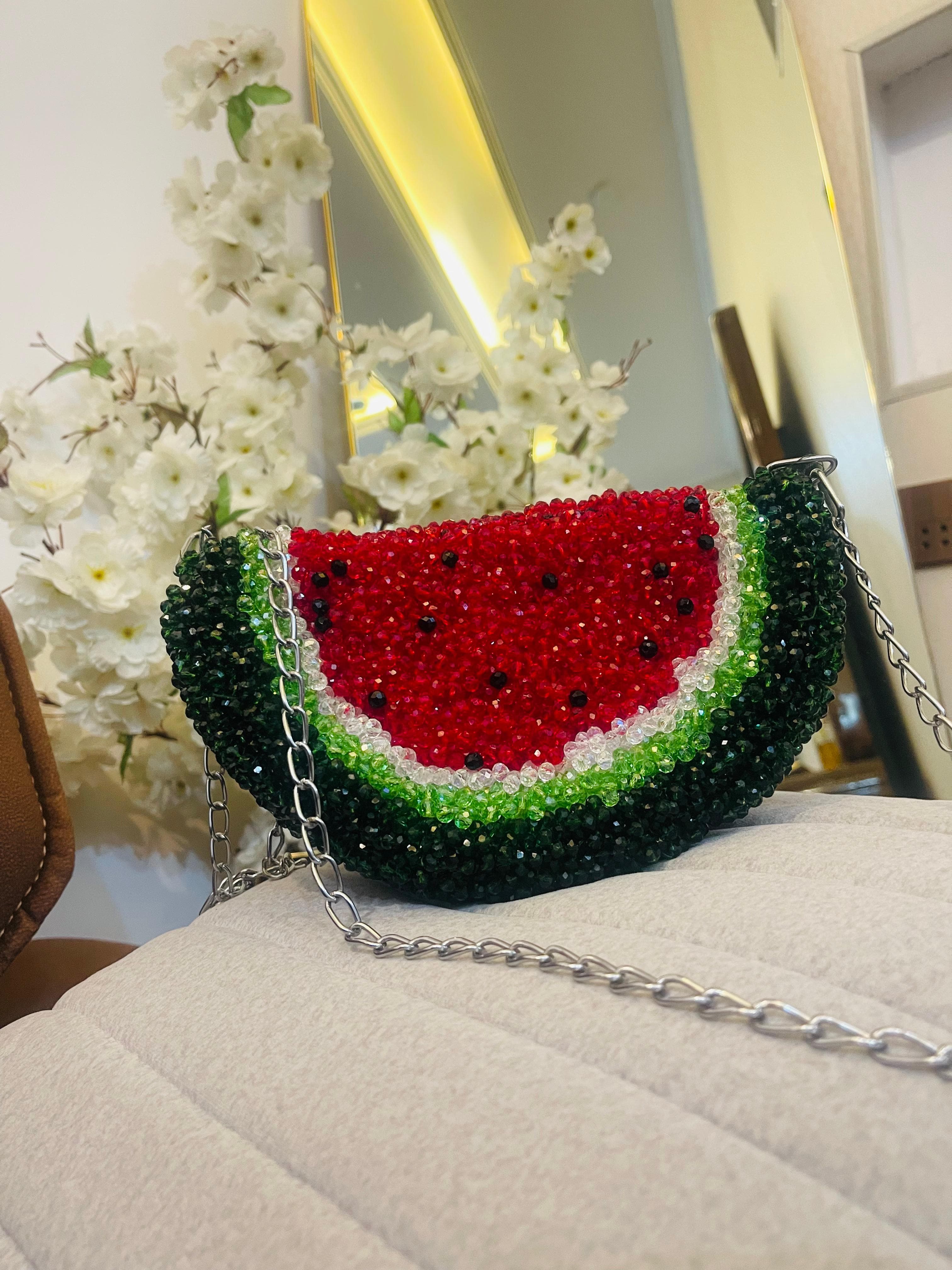 Watermelon Hand made Beaded Purse.