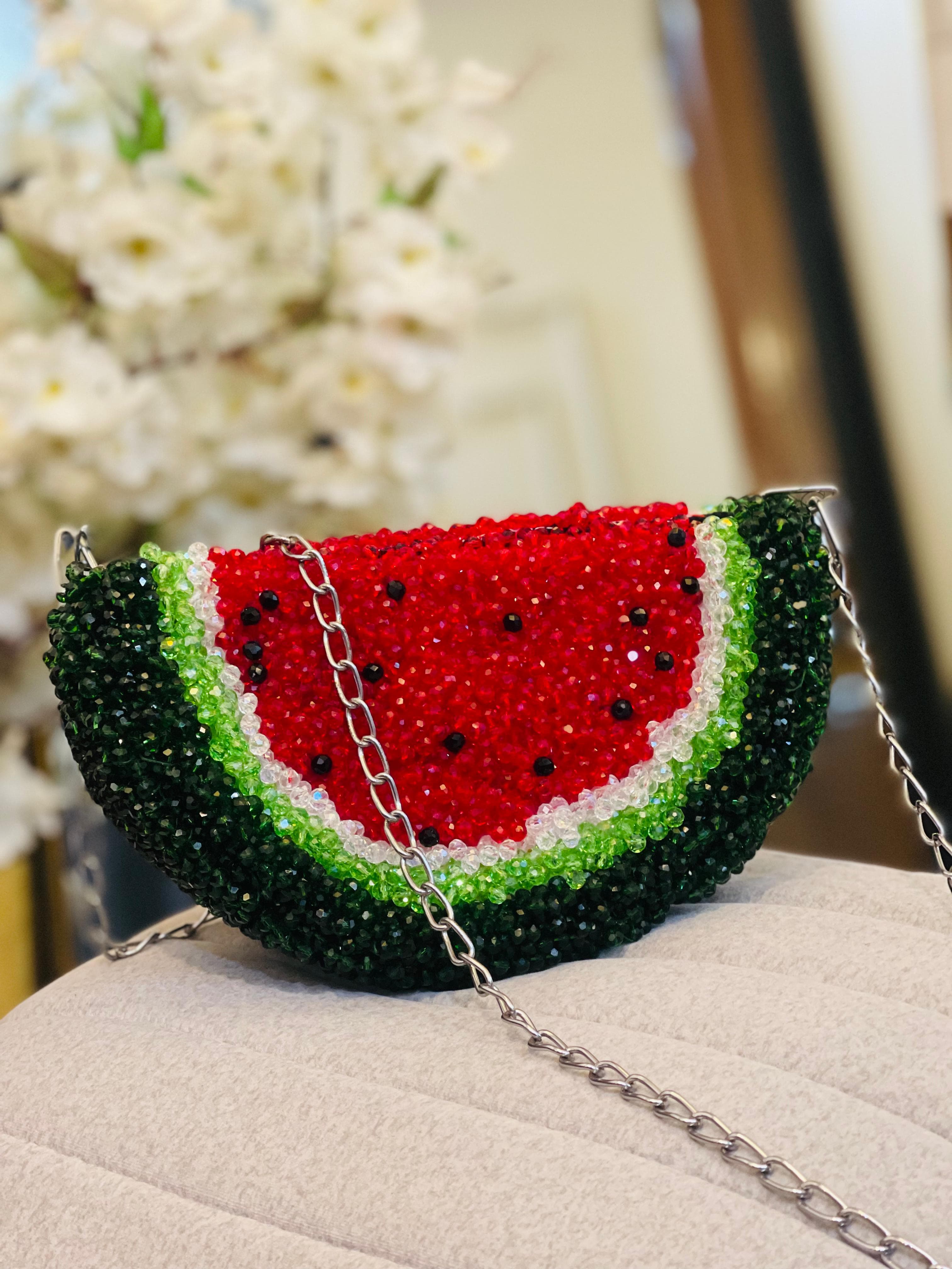 Watermelon Hand made Beaded Purse. view 3