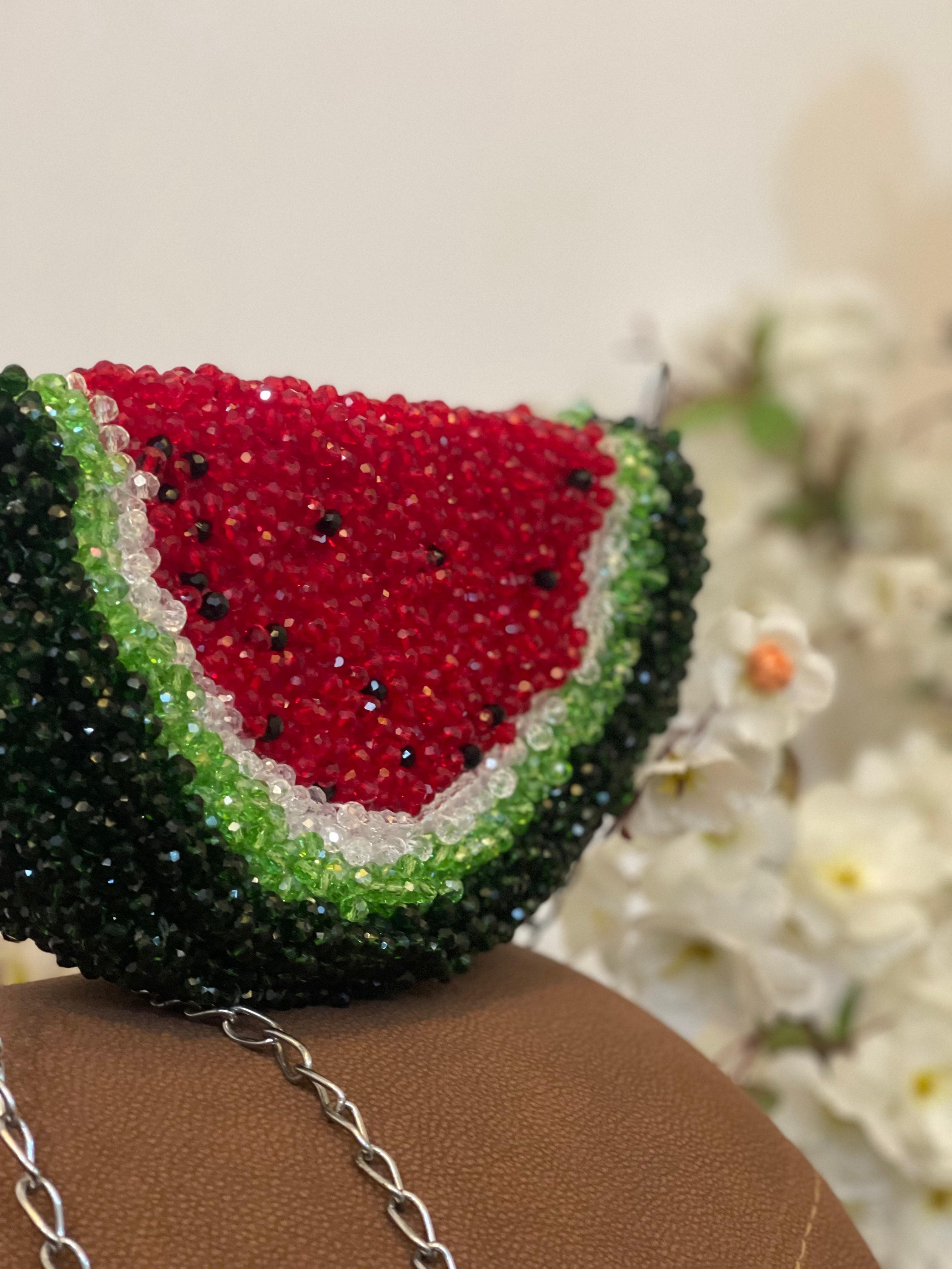 Watermelon Hand made Beaded Purse. view 4