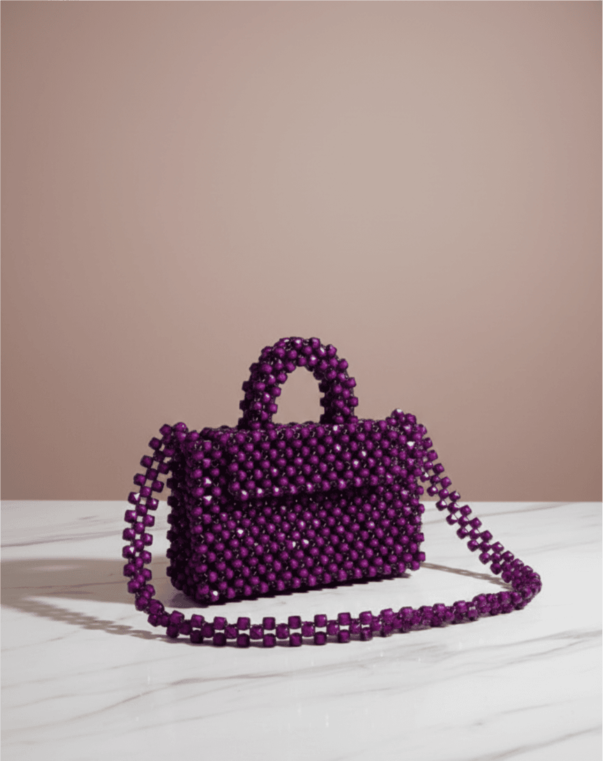 “Purple Handmade Beaded Purse – Medium size