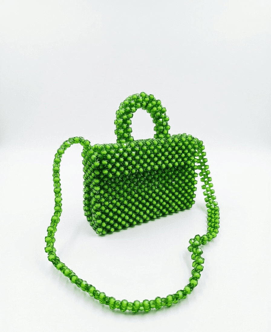 “Green Handmade Beaded Purse –”