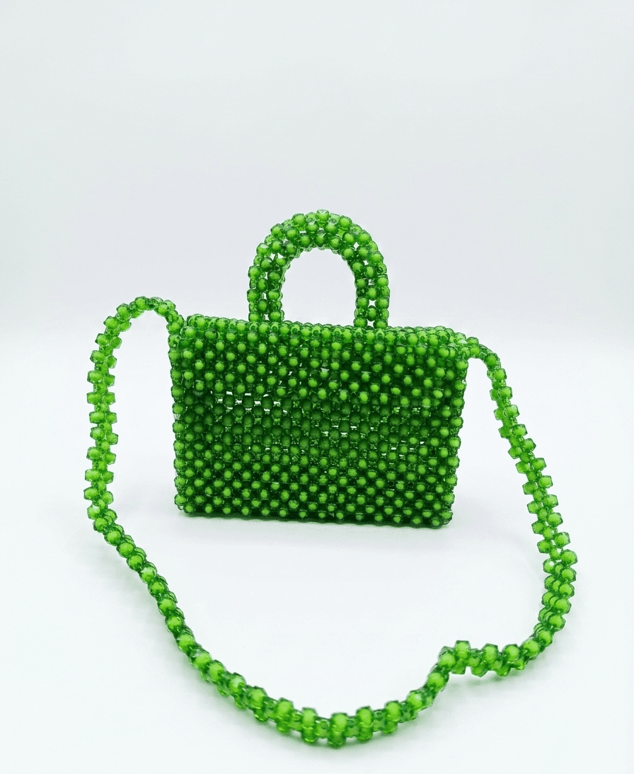 “Green Handmade Beaded Purse –” view 2
