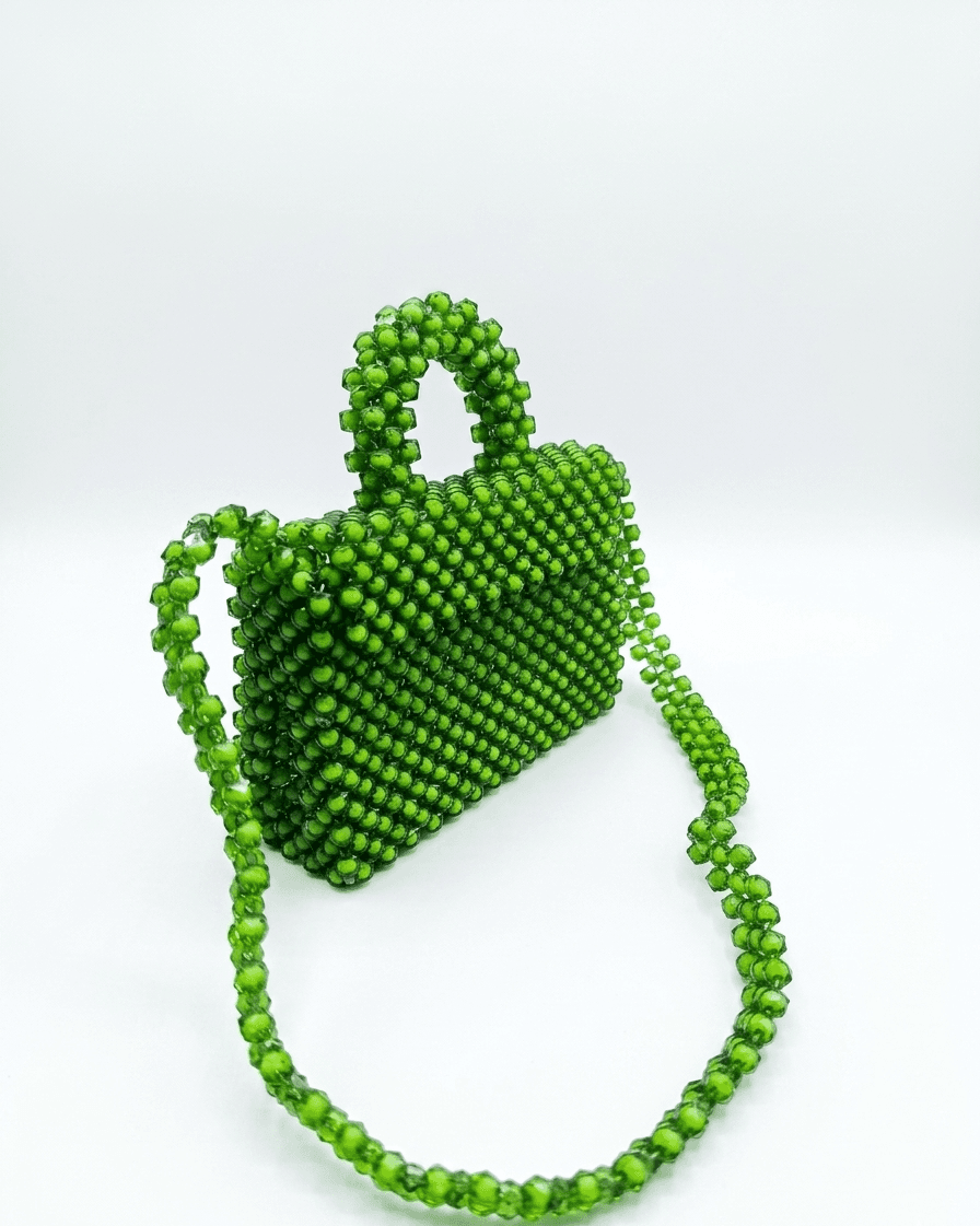 “Green Handmade Beaded Purse –” view 3