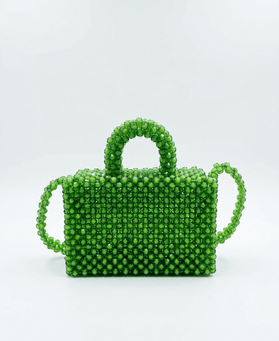 “Green Handmade Beaded Purse –” view 4